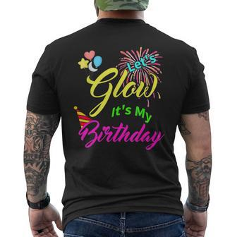Let's Glow It's My Birthday Celebration Bday Glow Party 80S Men's T-shirt Back Print - Monsterry UK