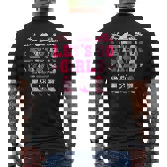 Lets Go Girls Western Pink Cowgirl Hat Boots Country Music Mens Back Print T-shirt | Mazezy