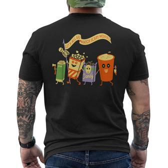 Let's All Go Watch Scary Movies Popcoin Halloween Men's T-shirt Back Print - Monsterry AU