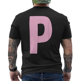 Letter P Big And Bold In Pink Men's T-shirt Back Print | Mazezy