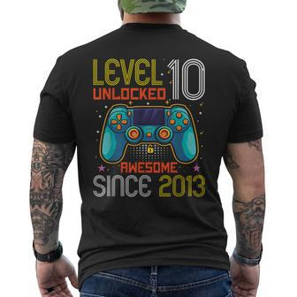 Level 10 Unlocked 10Th Birthday Boy Gaming 10 Year Old Gamer Mens Back Print T-shirt - Thegiftio UK