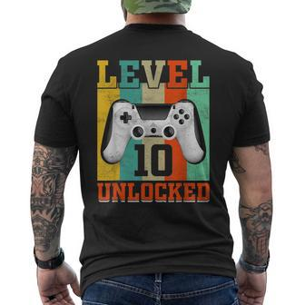 Level 10 Unlocked Birthday For Boys 10 Years Old Gamer Bday Mens Back Print T-shirt - Seseable