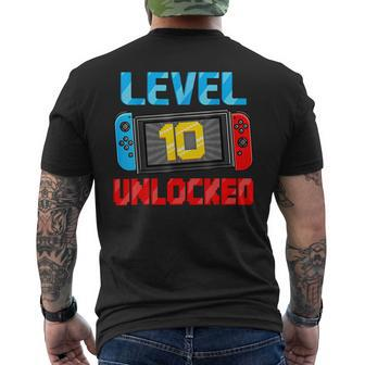 Level 10 Unlocked Gamer 10Th Birthday Gift Video Game Boys Mens Back Print T-shirt - Thegiftio UK