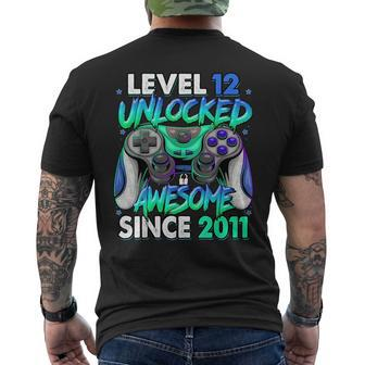 Level 12 Unlocked Awesome Since 2011 12Th Birthday Gaming Mens Back Print T-shirt - Monsterry DE