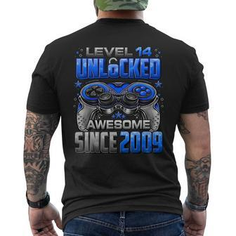 Level 14 Unlocked Awesome Since 2009 14Th Birthday Gaming Funny Birthday Gifts Mens Back Print T-shirt | Mazezy