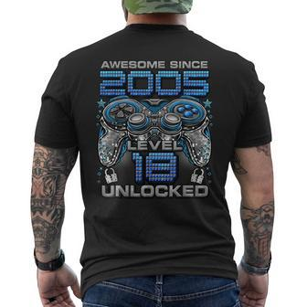 Level 18 Unlocked Awesome Since 2005 18Th Birthday Gaming Mens Back Print T-shirt - Seseable