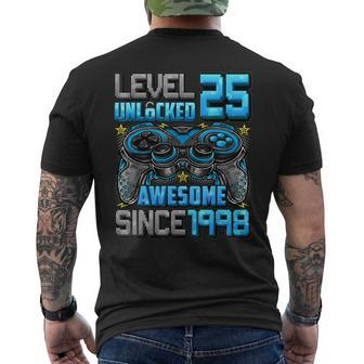Level 25 Unlocked Awesome Since 1998 25Th Birthday Gaming Men's T-shirt Back Print - Monsterry
