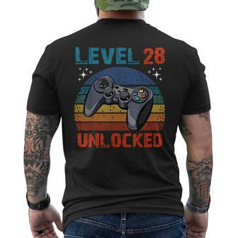 Level 28 Unlocked Video Gamer 28Th Birthday Gifts Mens Back Print T-shirt | Mazezy