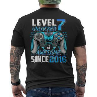 Level 7 Unlocked Awesome Since 2016 7Th Birthday Gaming Men's T-shirt Back Print - Monsterry UK