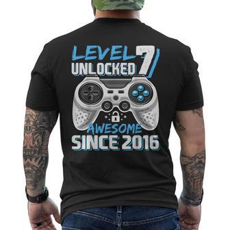 Level 7 Unlocked Awesome 2016 Video Game 7Th Birthday Boy Mens Back Print T-shirt - Seseable