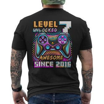 Level 7 Unlocked Awesome 2016 Video Game 7Th Birthday Boy Mens Back Print T-shirt - Monsterry