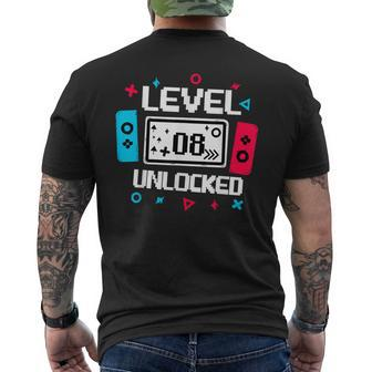 Level 8 Unlocked Gamer 8Th Birthday Video Game Lovers Men's T-shirt Back Print - Monsterry DE