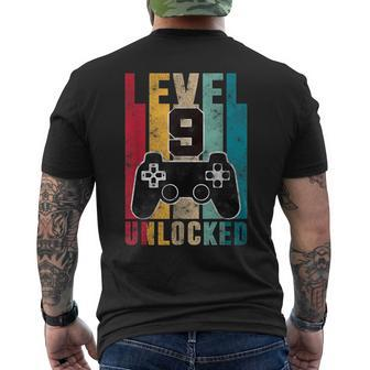 Level 9 Unlocked 9 Year Old Bday Gifts Gaming 9Th Birthday Mens Back Print T-shirt | Mazezy