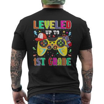 Leveled Up To 1St Grade Gamer First Day Boys Back To School Mens Back Print T-shirt - Monsterry
