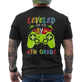 Leveled Up To 4Th Grade Gamer Back To School First Day Boys Mens Back Print T-shirt | Mazezy
