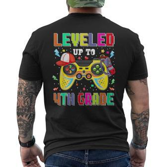 Leveled Up To 4Th Grade Gamer First Day Boys Back To School Mens Back Print T-shirt - Monsterry