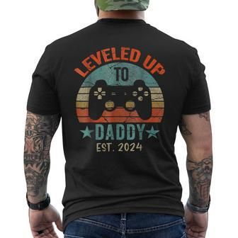 Leveled Up To Daddy 2024 Men Promoted Dad Est 2024 Mens Back Print T-shirt - Seseable