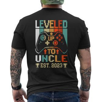 Leveling Up To Uncle 2023 Vintage Promoted To Uncle Est 2023 Mens Back Print T-shirt - Seseable
