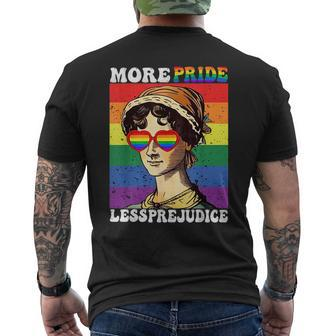 Lgbt Ally Gay Pride Clothers More Pride Less Prejudice Pride Month Funny Designs Funny Gifts Mens Back Print T-shirt | Mazezy