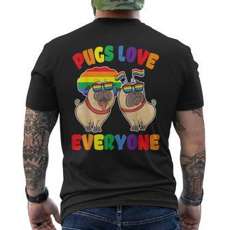 Lgbt Flag Glasses Support Help Love Proud Pugs Love Everyone Mens Back Print T-shirt | Mazezy