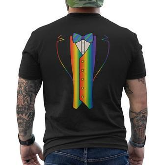 Lgbt Gay Pride Tuxedo Wedding Mens Back Print T-shirt | Mazezy