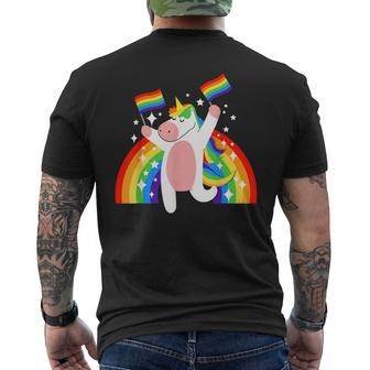 Lgbt Unicorn Gay Pride Mens Back Print T-shirt | Mazezy