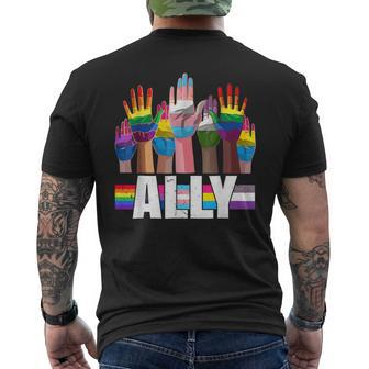 Lgbtq Ally For Gay Pride Month Transgender Flag Distressed  Mens Back Print T-shirt
