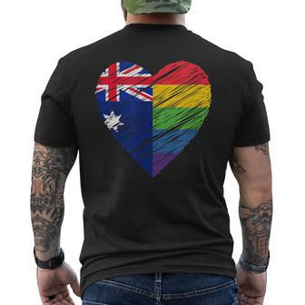 Lgbtq Australia Gay Pride Heart For Gay Lesbian Love Lgbt Mens Back Print T-shirt | Mazezy