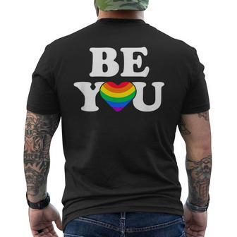 Lgbtq Be You Gay Pride Lgbt Ally Flag Retro Vintage Mens Back Print T-shirt | Mazezy