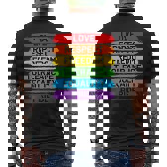 Lgbtq Love Respect Freedom Tolerance Equality Pride Month Mens Back Print T-shirt | Mazezy