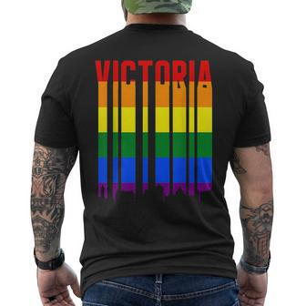 Lgbtq Vintage Pride Skyline Of Victoria Canada Victoria Mens Back Print T-shirt | Mazezy