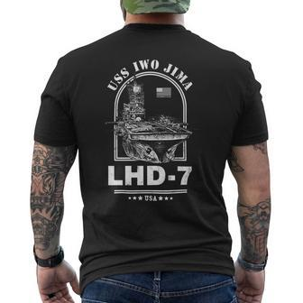 Lhd7 Uss Iwo Jima Mens Back Print T-shirt - Monsterry