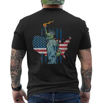 Libertysaurus Rex American Flag Independence Day 2 Mens Back Print T-shirt - Monsterry