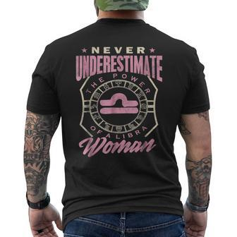Libra Woman Never Underestimate Zodiac Birthday Gift Mens Back Print T-shirt - Seseable