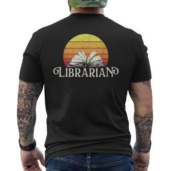 Librarian Retro School Library Cataloger Book Collector Mens Back Print T-shirt | Mazezy