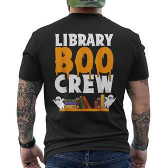 Library Boo Crew Ghost Retro Halloween Costume Book Lover Men's T-shirt Back Print