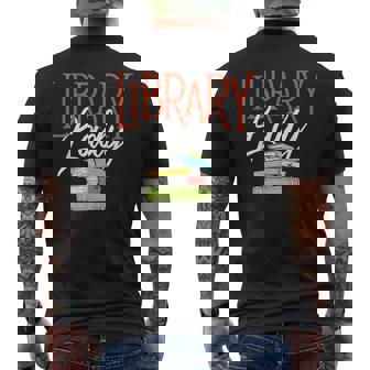 Library Lady Bookworm Books Book Lover School Librarian Mens Back Print T-shirt | Mazezy