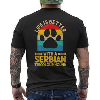 Life Is Better With A Serbian Tricolour Hound Men's T-shirt Back Print | Mazezy