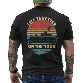 Life Is Better On The Toon Pontoon Boat Boater Funny Boating Mens Back Print T-shirt - Thegiftio UK