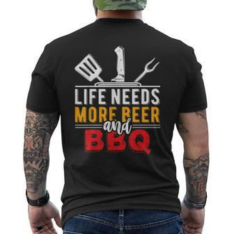Life Needs More Beer And Bbq Fun Grilling Mens Back Print T-shirt - Thegiftio UK