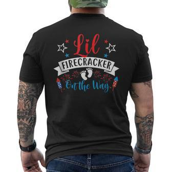 Lil Firecracker On The Way Cute 4Th Of July Pregnancy Mens Back Print T-shirt - Monsterry UK