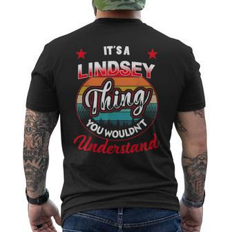 Lindsey Name Its A Lindsey Thing Mens Back Print T-shirt | Mazezy
