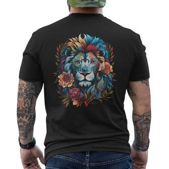 Lion Colorful Lions From Africa Day Of The Dead Mens Back Print T-shirt - Monsterry DE