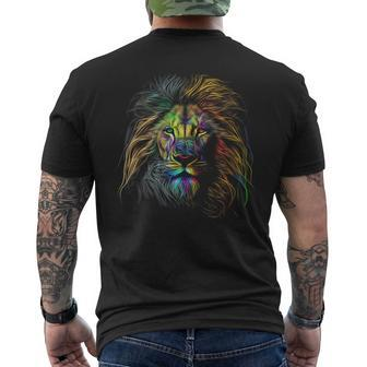 Lion Colorful Lions King Of Animals From Africa Mens Back Print T-shirt | Mazezy AU