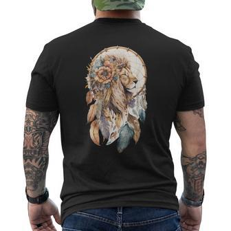 Lion Tribal Watercolor Lion Dream Catcher Mens Back Print T-shirt - Thegiftio UK