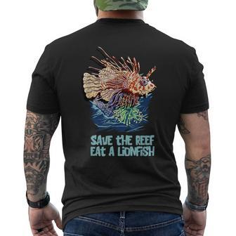 Lionfish Save The Reef Eat Lion Cute Sea Rock Diver Men's T-shirt Back Print | Mazezy