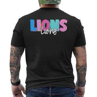 Lions Colorful School Spirit Men's T-shirt Back Print | Mazezy
