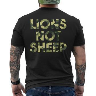 Lions Not Sheep Regular Green Camo Camouflage Men's Back Print T-shirt | Mazezy