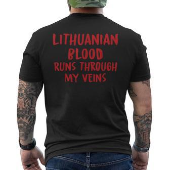 Lithuanian Blood Runs Through My Veins Novelty Word Men's T-shirt Back Print - Seseable