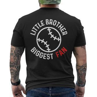Little Brother Biggest Fan Baseball Season For Boys Game Day Mens Back Print T-shirt | Mazezy